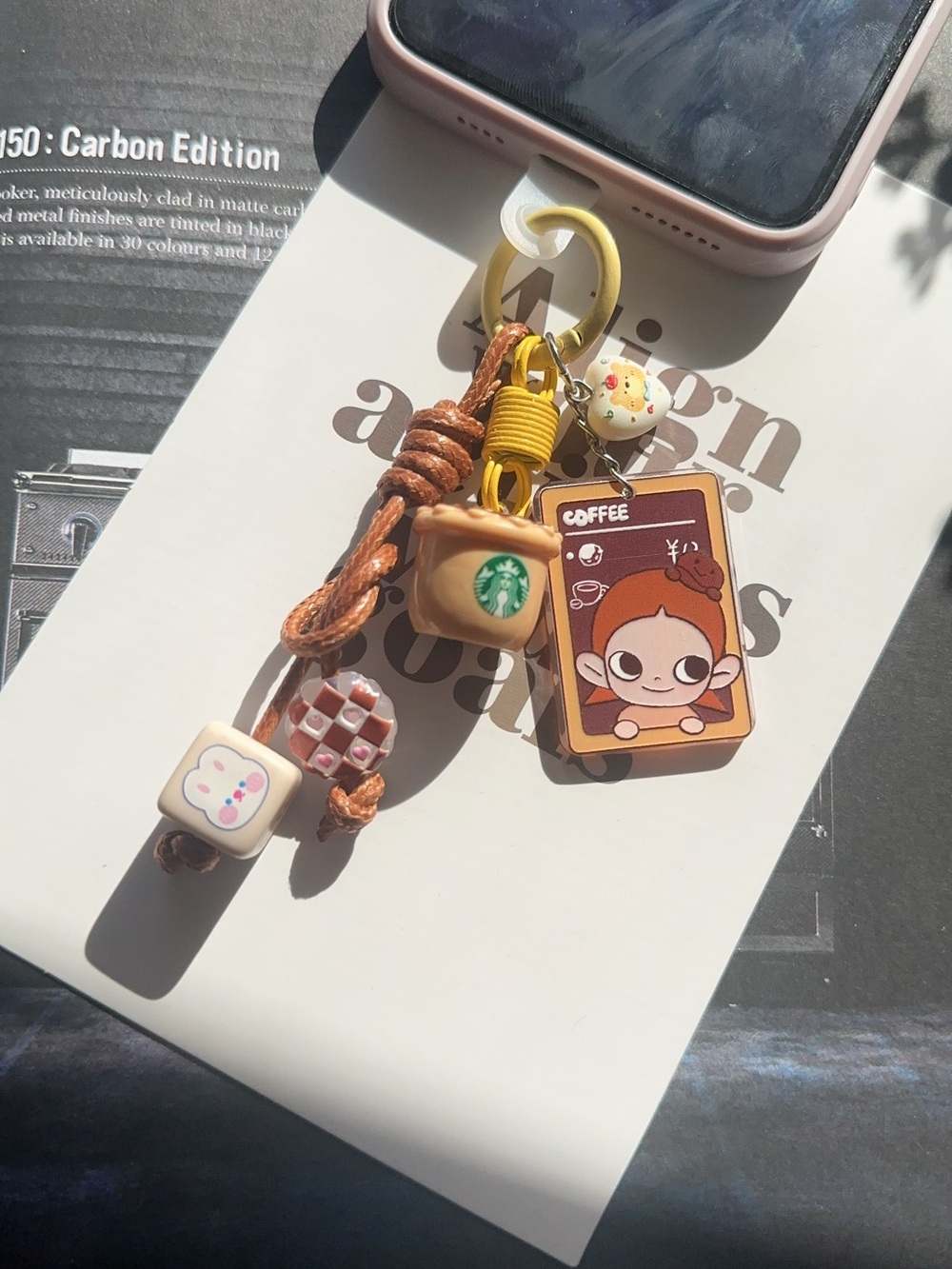 Starbucks Brown and Yellow Cute Cup Charm Keyring